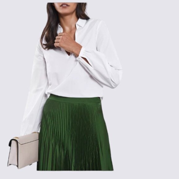 Reiss White Veronica Long Sleeved Classic V-Neck Blouse Size 8 - Picture 5 of 14